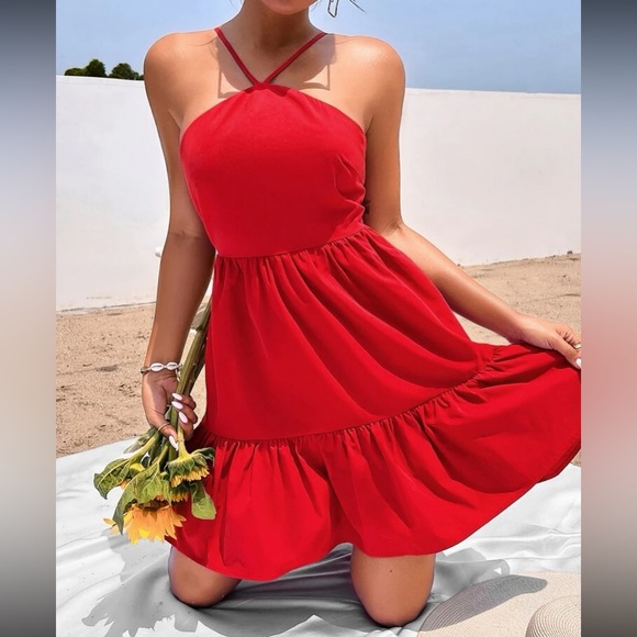 Boho lace up back ruffle hem cami dress - Picture 13 of 16